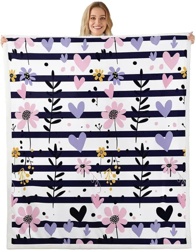 Vista 19 de Manfei Rustic Floral Flannel Fleece Throw Blanket 40"x50" Blooming Flowers Fuzzy Blanket for Sofa Couch Retro Plant Farmhouse All Season Bed Dark