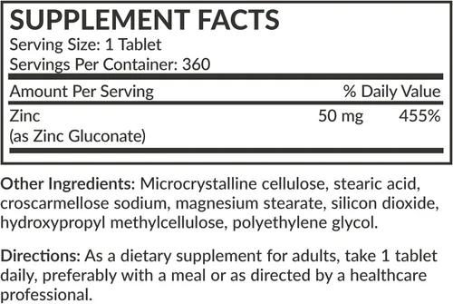 Vista 8 de Futurebiotics Zinc 50 mg de alta potencia, suministro para 1 año - 360 tabletas vegetarianas sin OMG