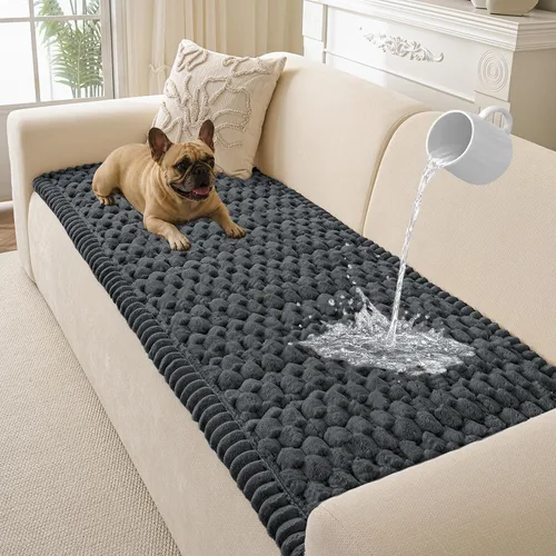 Vista 14 de Funda para sofá para perros lavable, fundas para sofá de 3 cojines no deslizantes, duraderas y peludas, funda para sofá apta para mascotas