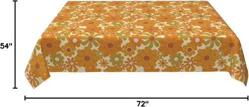 Vista 10 de Cafl Mantel retro con diseño de girasol de los años 70, sin arrugas, para picnic, cocina, vacaciones, comedor, rectangular, poliéster lavable