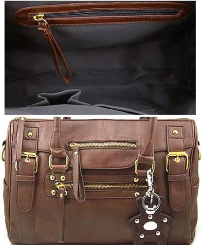 Vista 5 de FiveloveTwo Bolsos y bolsos retro de poliuretano con asa superior para mujer