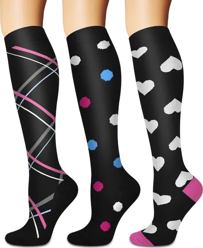 Vista 27 de Calcetines de compresión para mujeres y hombres circulación (3 pares) son el mejor apoyo para correr, atletismo, ciclismo, senderismo