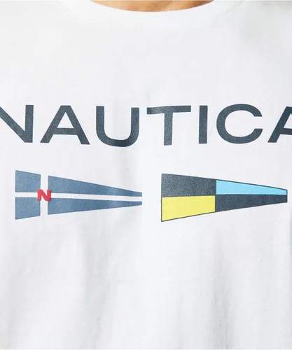Vista 5 de Nautica Camiseta estampada con logotipo y bandera de señal para hombre