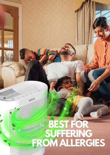 Vista 7 de Azeus FS32 True HEPA Purificador de aire para habitaciones grandes, blanco, alto CADR 400 m³/h, eliminación de caspa de mascotas de polvo de humo