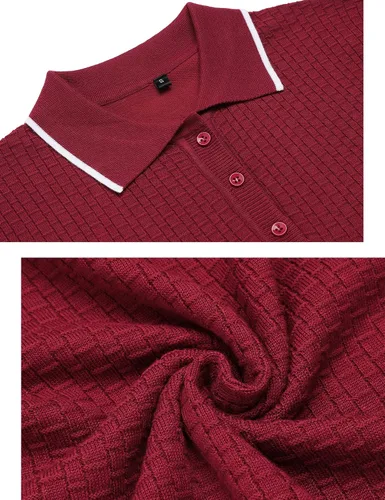 Vista 6 de URRU Polo de punto casual de manga corta para hombre