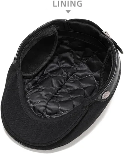 Vista 7 de Gorra de cuero para hombre con orejeras plana Ivy Cap Cabbie Sombreros