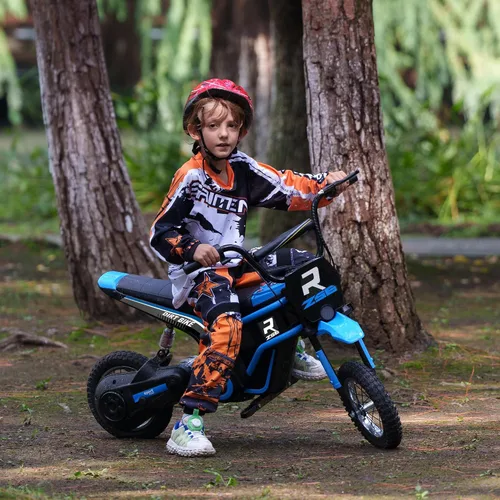 Vista 2 de Aosom Bicicleta Eléctrica de Tierra con Acelerador de Puño Giratorio, 24V 350W Motocicleta Eléctrica Todoterreno, Hasta 15 MPH con Freno, Bocina