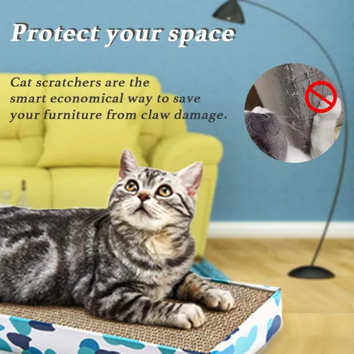Vista 3 de PEEKAB Rascador de cartón reversible para gatos, almohadilla para rascar para gatos, cartón corrugado, incluye hierba gatera