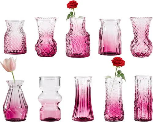 Vista 9 de Juego de 40 Piezas de Floreros Pequeños, Floreros para Centros de Mesa, Lindos Floreros de Cristal Pequeños al Por Mayor, Floreros Pequeños
