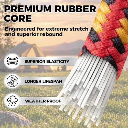 Vista 3 de 10-Piece 12" Elastic Bungee Cords with Hooks, Heavy Duty Outdoor Elastic Bungee Cords, Bungee Cord Bundle with Metal Hook for Securing Tarps 10pcs