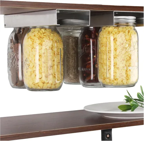 Vista 7 de Organizador de Frascos Mason, Estante para Frascos Mason para Almacenamiento de Alimentos, Soporte para Frascos de Conservas Debajo del Gabinete