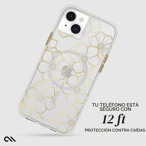 Vista 3 de Case-Mate Funda para iPhone 15 Plus - Flores con Gemas [Protección contra caídas de 12 pies] [Compatible con MagSafe] Cubierta magnética
