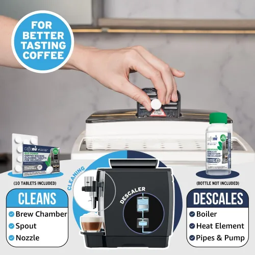 Vista 6 de Caffenu Tabletas de limpieza compatibles con máquinas de café Delonghi, 10 unidades, 0.05 onzas cada una