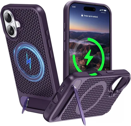 Vista 8 de Funda magnética de disipación de calor para iPhone 13 Pro Max, para MagSafe, protección contra caídas Coolingf, funda con función atril ajustable