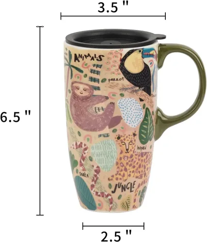Vista 5 de Topadorn Taza de cerámica alta de 17 onzas – Taza de café con diseño de perezoso, apta para microondas y lavavajillas, taza de café única para café
