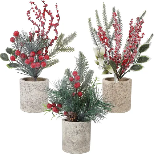 Vista 12 de winemana 6 piezas de mini decoración de mesa de árbol de Navidad, centros