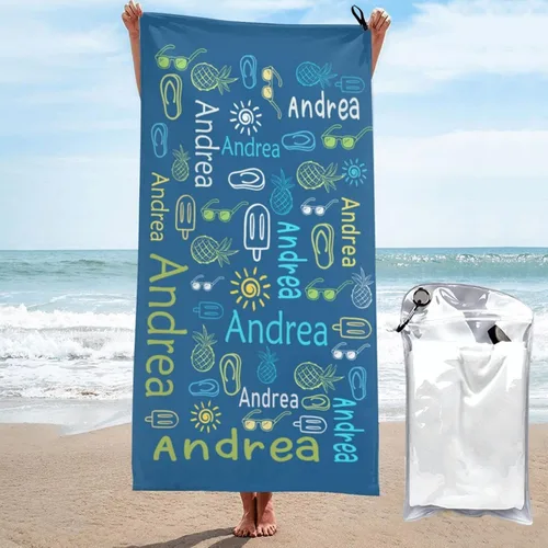 Vista 10 de Toallas de playa personalizadas para adultos, toallas de playa personalizadas con nombres para viajes, toallas de playa de microfibra, regalos