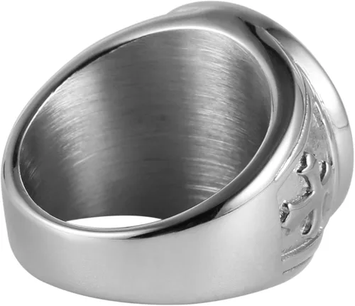 Vista 3 de HZMAN - Anillo de San Miguel, El Gran Arcángel protector derrotando a Satanás, estatuilla de acero inoxidable