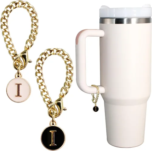 Vista 14 de Accesorios de dije de letra para vaso Stanley, 2 unidades, identificación con inicial de nombre, personalizable, para vaso Stanley