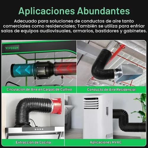Vista 6 de VIVOSUN Conducto de aluminio flexible de 4 pulgadas y 8 pies con 2