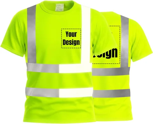 Vista 30 de Camisetas reflectantes de seguridad de alta visibilidad personalizan su logotipo