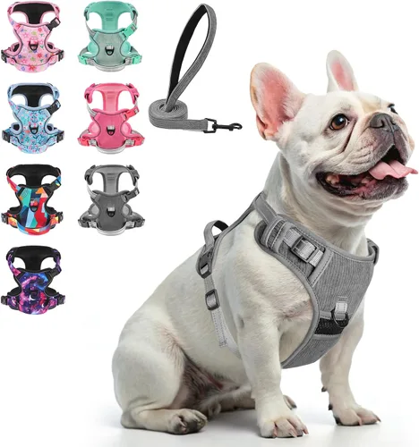Vista 16 de BEAUTYZOO Arnés para perro sin tirones pequeño, juego de arnés y correa ajustable para perro - Fácil de usar con 3 hebillas/mango de control, arnés