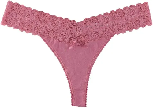 Vista 4 de UWOCEKA - Tangas de algodón para mujer variedad de tangas de encaje 10 unidades de bragas Tanga