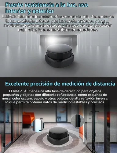 Vista 4 de Slamtec RPLIDAR S2E Lidar Sensor 2D 360 grados 98.4 ft de radio de escaneo LIDAR Escáner con interfaz Ethernet UDP para ROS/ROS2 Evitar obstáculos