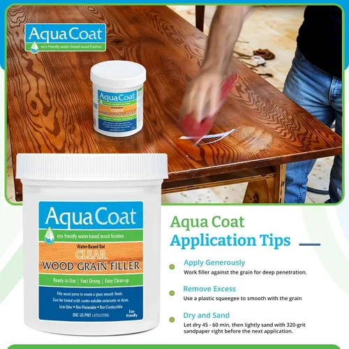Vista 5 de Aqua Coat Gel Rellenador de Veta de Madera Transparente a Base de Agua, Secado Rápido, Bajo Olor, Bajo VOC, Lijable, Teñible y Pintable, Fácil