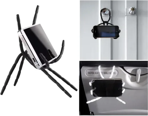 Vista 4 de Soporte universal multifunción portátil de araña flexible para iPhone Samsung Google Pixel Soporte para teléfono celular Smartphones Tablets