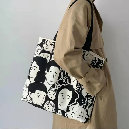 Vista 5 de GODWOODS Bolso de mano estético de lona con cremallera para mujer, bolsas de hombro de viaje con compartimentos