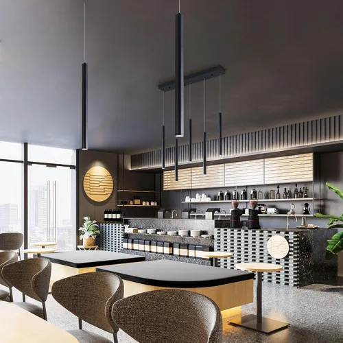 Vista 2 de Lámpara colgante, 5-Light Cluster, Moderno, Techo, Isla de cocina, Negro, LED regulable, 1500 lúmenes, 6000K