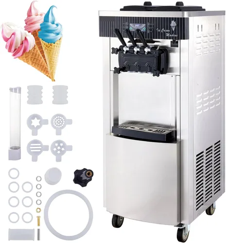 Vista 9 de Máquina de helado comercial, con función de pre-enfriamiento, limpieza automática, panel LCD, máquina de helado suave de servicio 18L/H, máquina