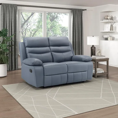 Vista 11 de Lexicon Leather Match - Sofá reclinable manual para pared, color azul