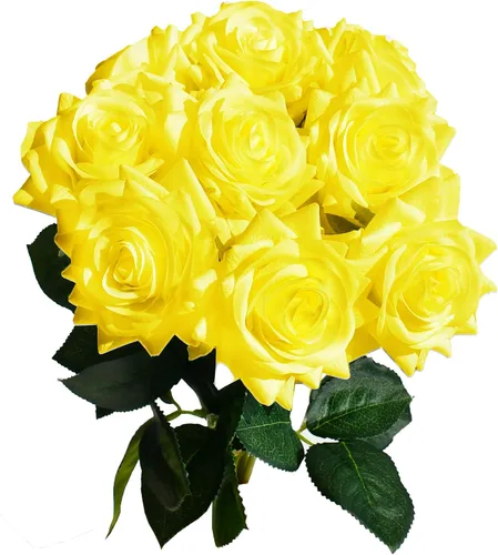 Vista 10 de Mandy's 10 tallos artificiales de color rosa claro, flores de seda con tallos de plástico flexibles para el día de San Valentín, Pascua, bodas