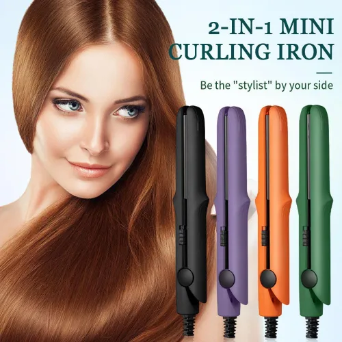 Vista 2 de Nueva varita rizadora y plancha plana 2026, mini rizador 2 en 1 para cabello corto, rizador de doble propósito, rizador portátil de viaje para todo