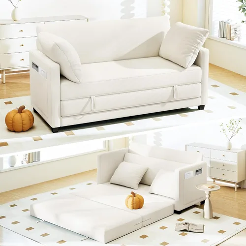 Vista 14 de Myroyalsit - Sofá cama convertible de 51 pulgadas, sofá cama plegable 2 en 1, sofá biplaza para espacios pequeños, con 2 cojines, para apartamento
