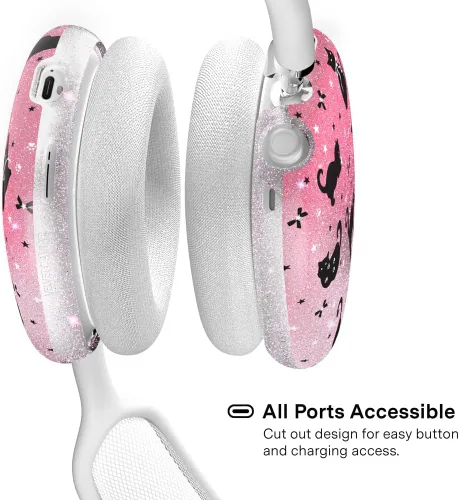 Vista 4 de VELVET CAVIAR Funda para AirPods Max 2 y 1 – Lindo accesorio protector para auriculares (purpurina de gato negro)