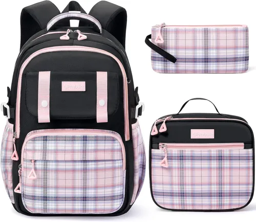 Vista 12 de Fimibuke Mochila infantil para niñas escolares, mochila impermeable con A1. Rosa diamante