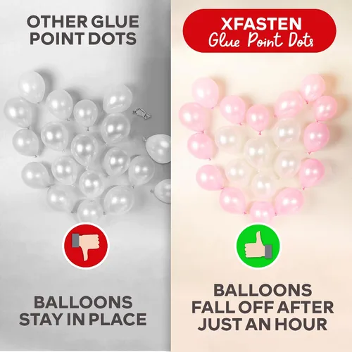 Vista 4 de XFasten Puntos de pegamento para globos transparentes, extraíbles, 2500 unidades (25 rollos), cinta adhesiva para arco de globos, puntos de cinta