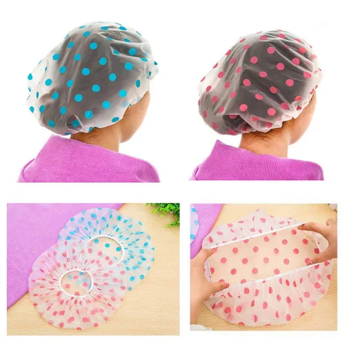 Vista 2 de Gorro de ducha, 3 unidades, impermeable, reutilizable, gorro de baño para mujeres, hombres y niños