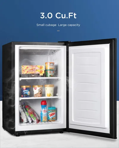 Vista 2 de Mini congelador vertical para congelador pequeño compacto (negro, 3.0 pies cúbicos)