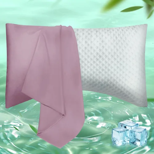 Vista 22 de Fundas de Almohada Tamaño Estándar Paquete de 2, Fundas de Almohada de Viscosa Refrescante con Cierre de Sobre, Fundas de Almohada Frescas