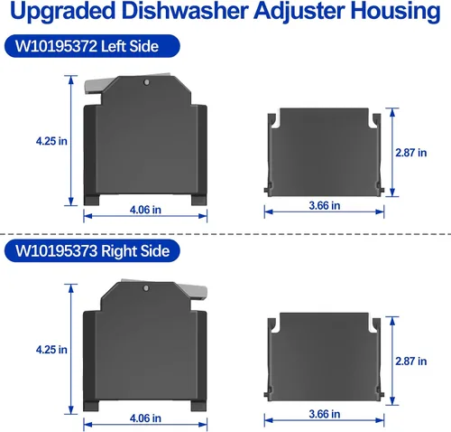 Vista 4 de Ajustador de rejilla para lavavajillas W10195372 W10195373 - Carcasa izquierda derecha para Whirlpool Lavavajillas Top Rack Parts, WDT750SAHZ0