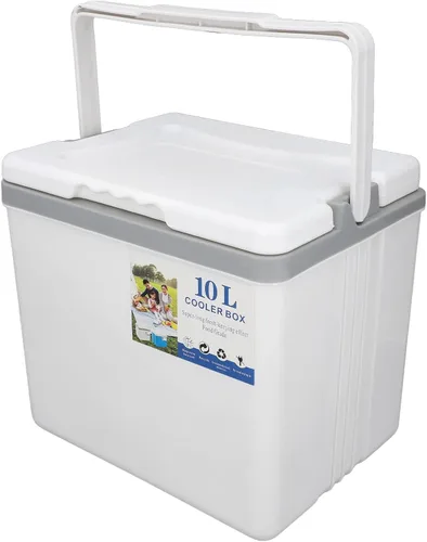 Vista 10 de Enfriador portátil aislado, enfriador duro pequeño de 10 litros con asa, a prueba de fugas, lonchera aislada al aire libre para picnic, campamento