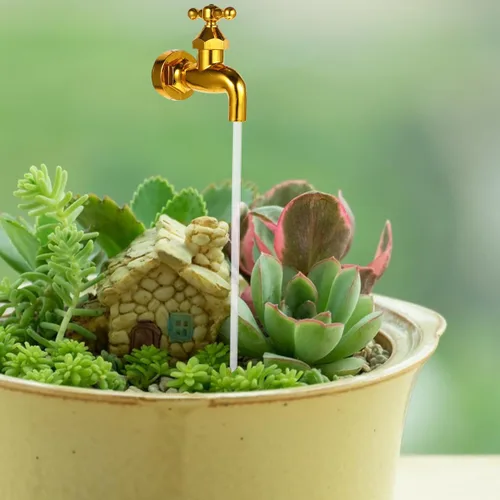Vista 4 de Happyyami 1 juego de decoración DIY puede dispositivo de jardín que fluye agua para patio fuente grifo decoración arte decorativo piscinas ornamento