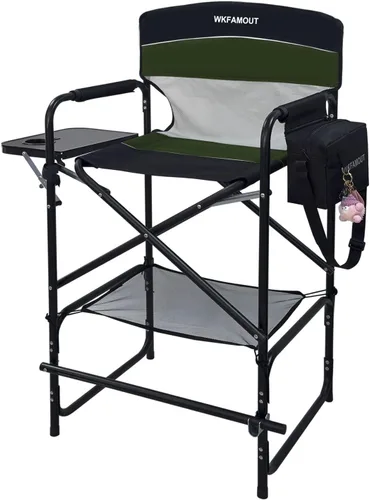 Vista 11 de Silla de director plegable alta de 30.7 pulgadas de altura del asiento, taburete de bar plegable para artista de maquillaje, pintura facial con mesa