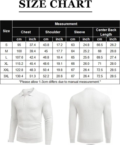 Vista 7 de COOFANDY Polo de punto para hombre, de manga larga, ligero, a la moda, informal, con cuello
