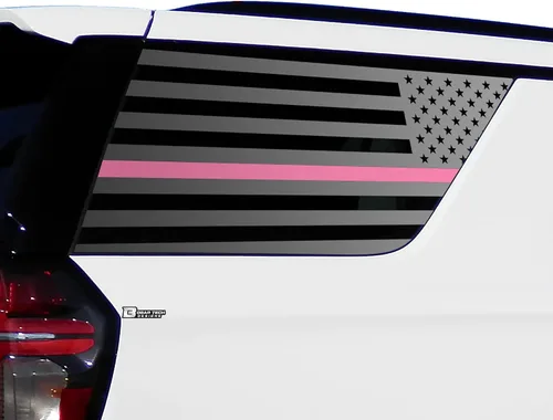 Vista 10 de Bogar Tech Designs Calcomanía de vinilo precortada con la bandera estadounidense para ventana de un cuarto compatible con Chevy Tahoe y GMC Yukon
