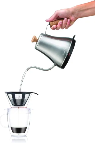 Vista 3 de Bodum Juego de gotero de café de 12 onzas con taza de doble pared y filtro permanente reutilizable, plástico, sin BPA, transparente